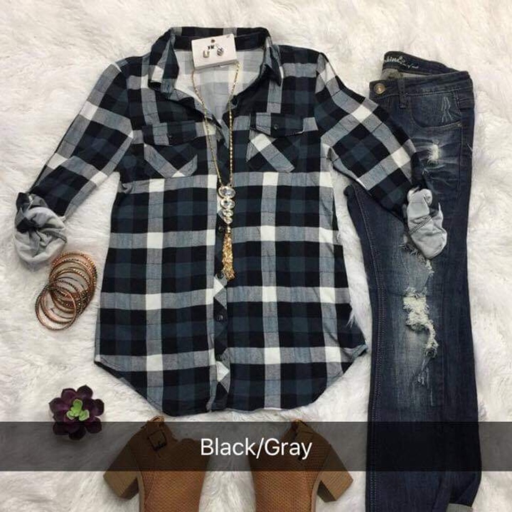 Black & Gray plaid shirt